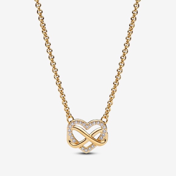 Pandora Infinity Heart Gold Collier Necklace - Picture 1 of 2